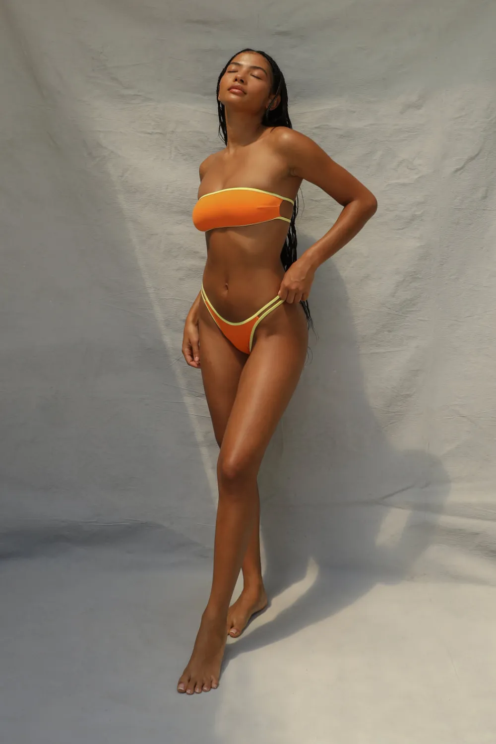 Toast Swim Bind Slide Bandeau Top - Tangerine/Lemon Fizz