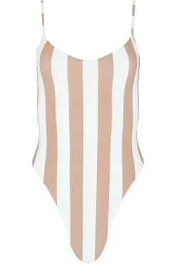 Toast Swim High Cut One Piece - Natural Cabana Stripe