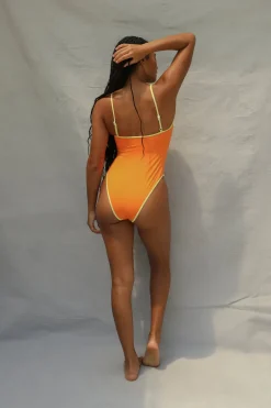 Toast Swim High Hip One Piece Swimsuit - Tangerine Fizz